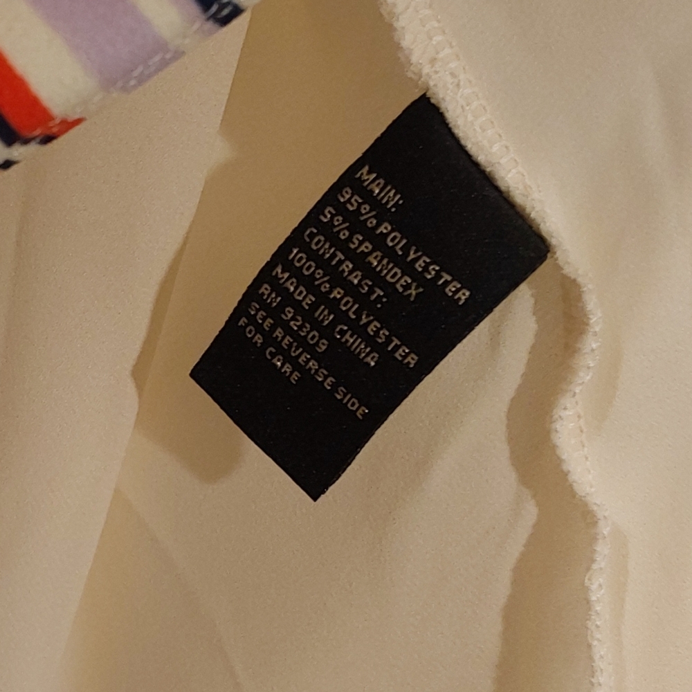 DG2 By Diane Gilman Dramatic Hi-Low Crepe Colorblock Top CREAM L - Picture 5 of 7